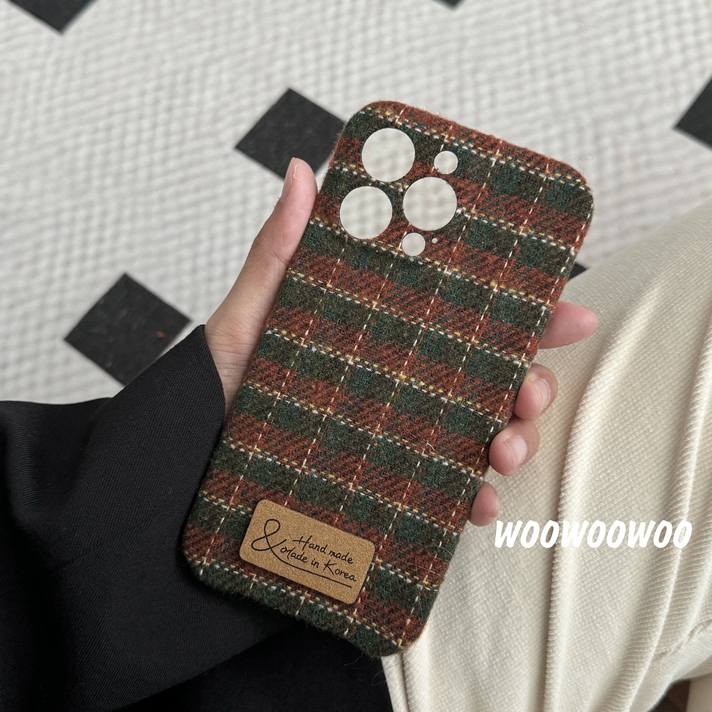 Wholesale Plaid Woven Plush Phone Cases